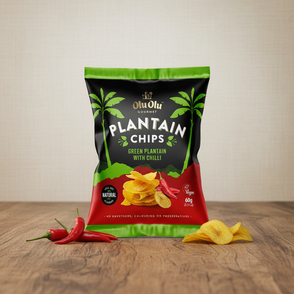 Olu Olu Green Plantain & Chilli Chips - 60g